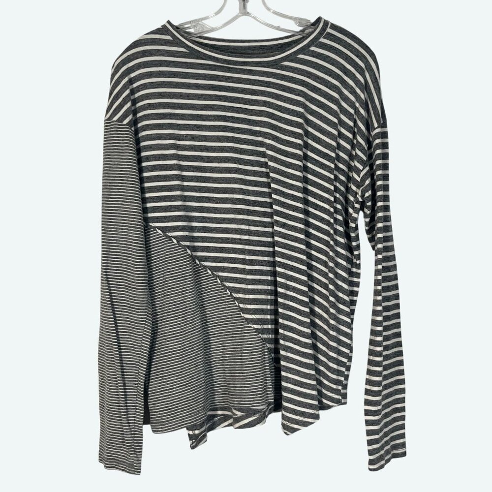 Current Elliot The Slice Stripe Tee Heather Slice Stripe Gray Long Sleeve 0 /‎ S